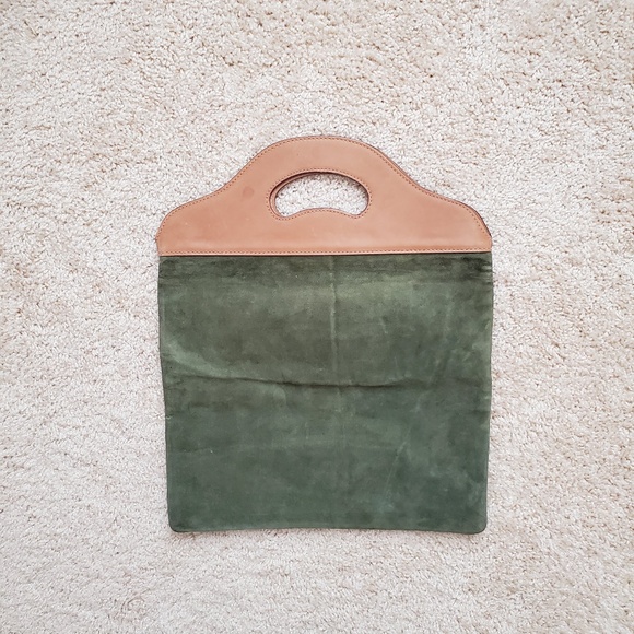 Green Suede Vintage Gucci Tote Handbag - Picture 2 of 5